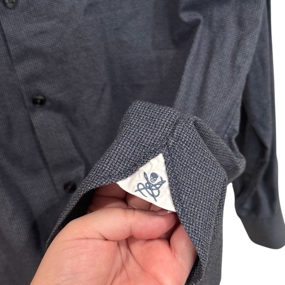 John Varvatos USA Slim Fit Blue Micro Dot Long Sleeve Button up Size M/L - Picture 6 of 14